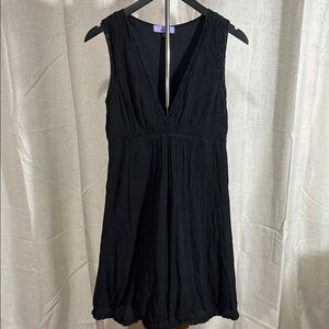 Black Sleeveless Dress with Crochet Lace Detail